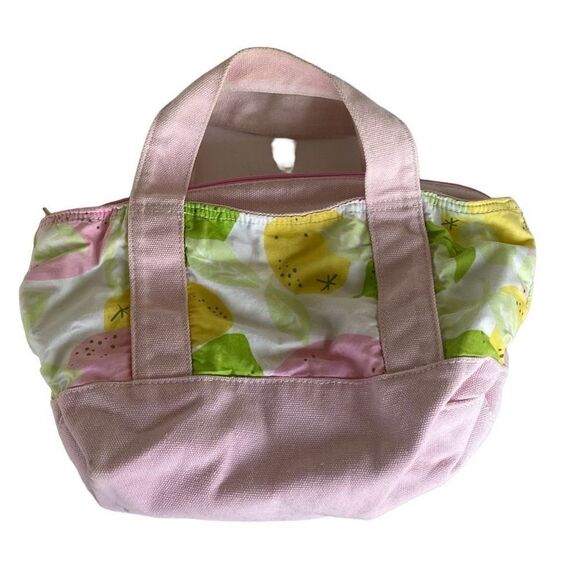 LILLY PULITZER Small canvas Bag Purse Pink/Yellow/Green  Fruit Pattern - Picture 1 of 13
